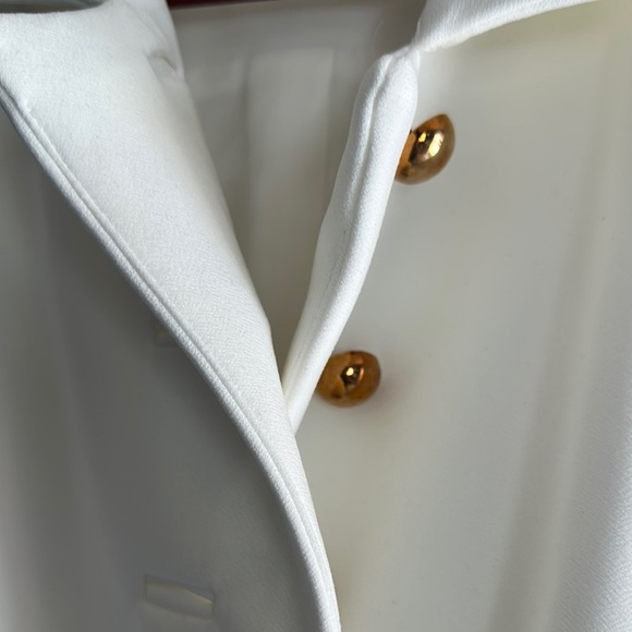 Cream Sheath Mini Dress with Notched Collar - Picture 6 of 8